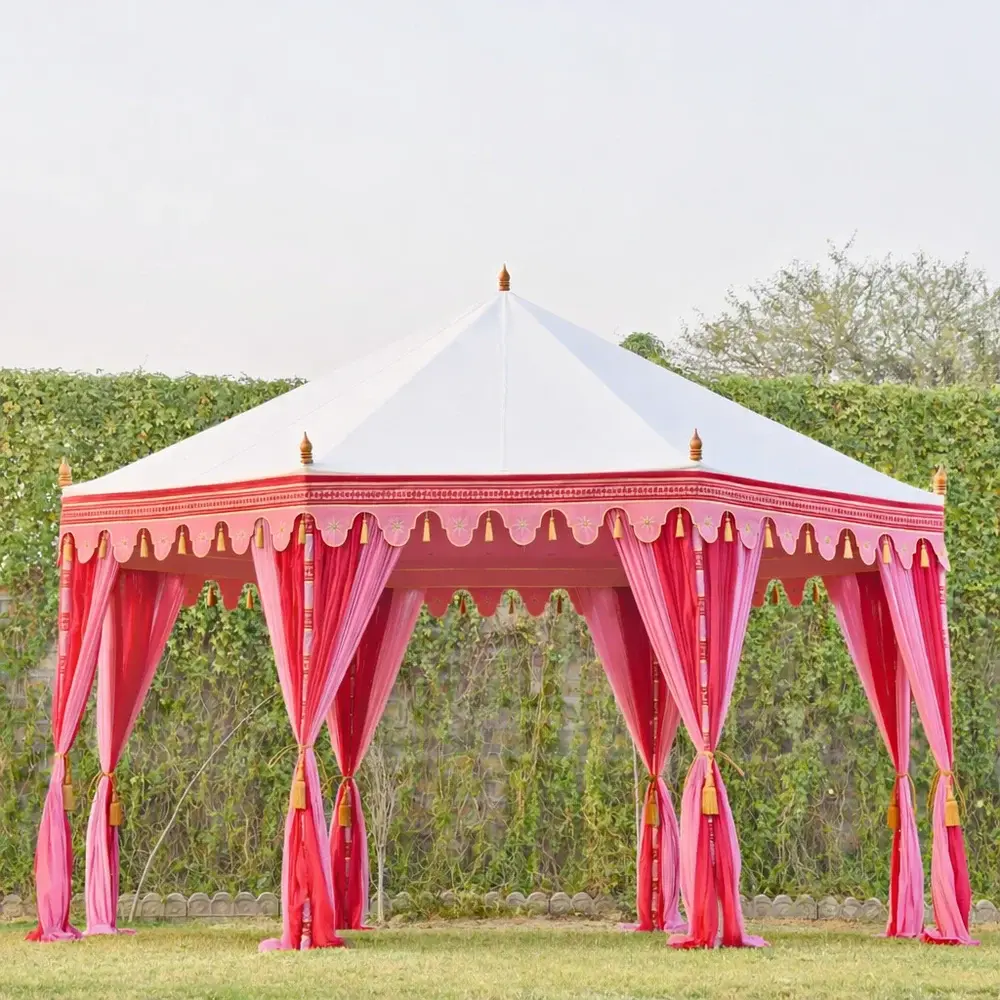 Pink pavilion tent for private celebrations and resorts