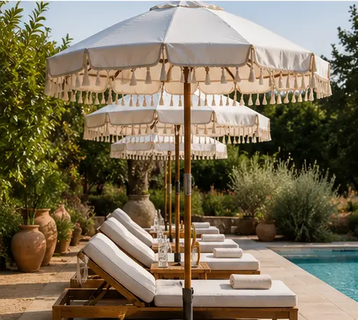 Premium poolside umbrella with waterproof fabric