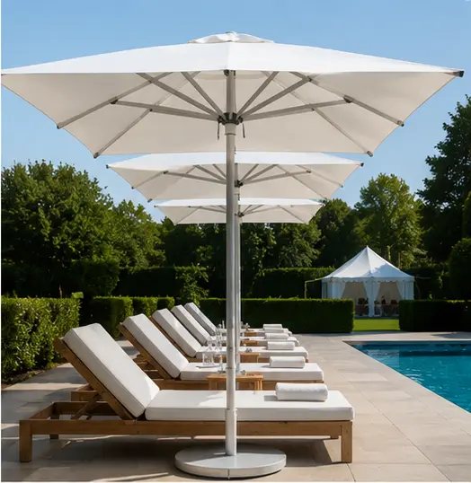 Resort pool umbrella for hotels and swimming pools
