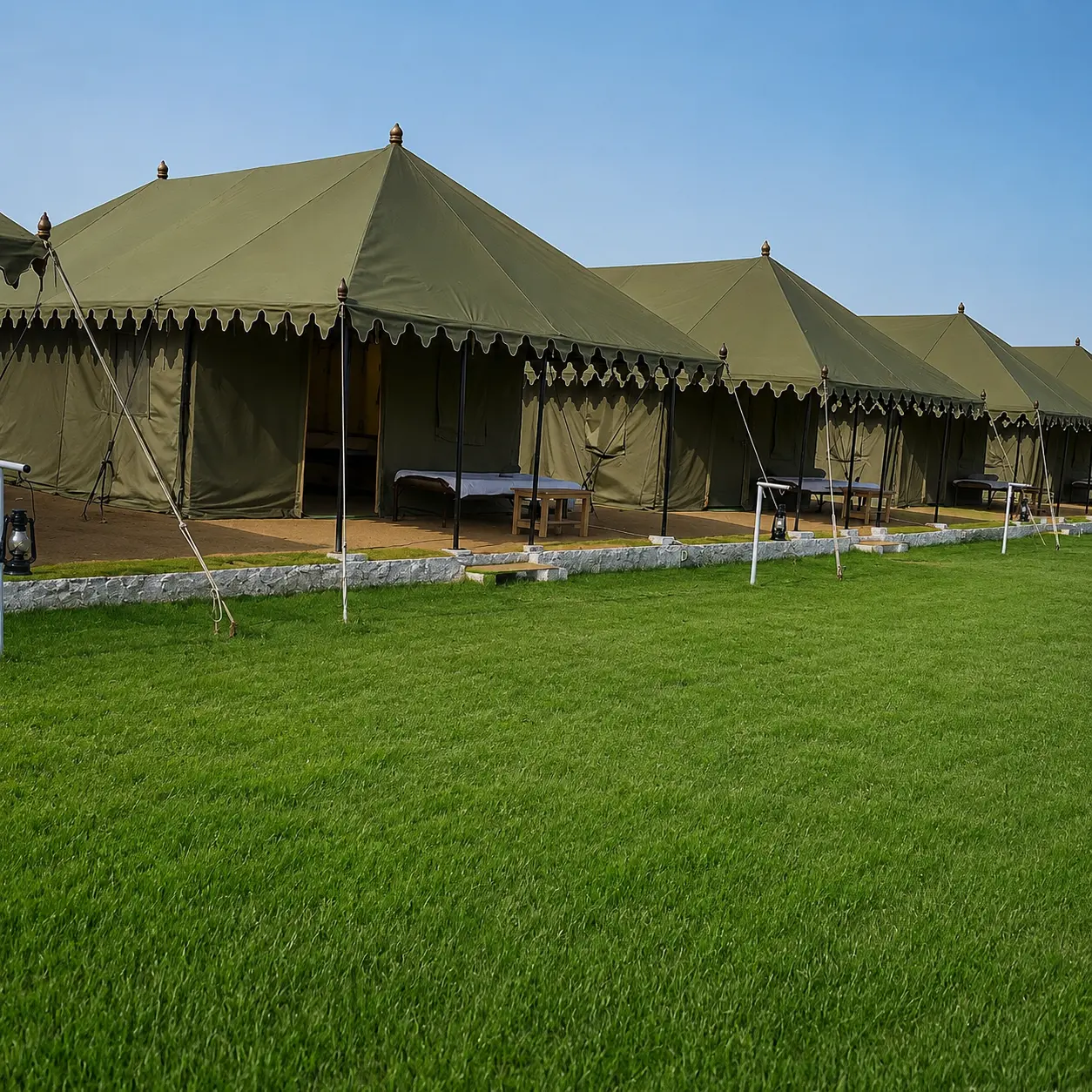 Luxury resort tent with durable canvas and steel frame